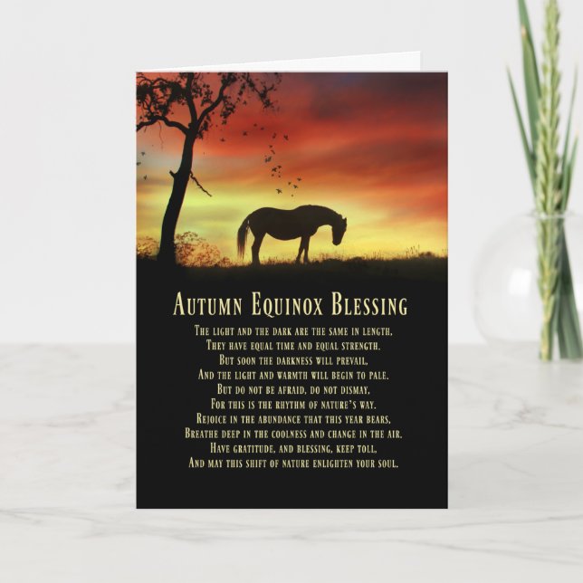 Carte Automne Équinoxe d'automne avec cheval et arbre (Devant)
