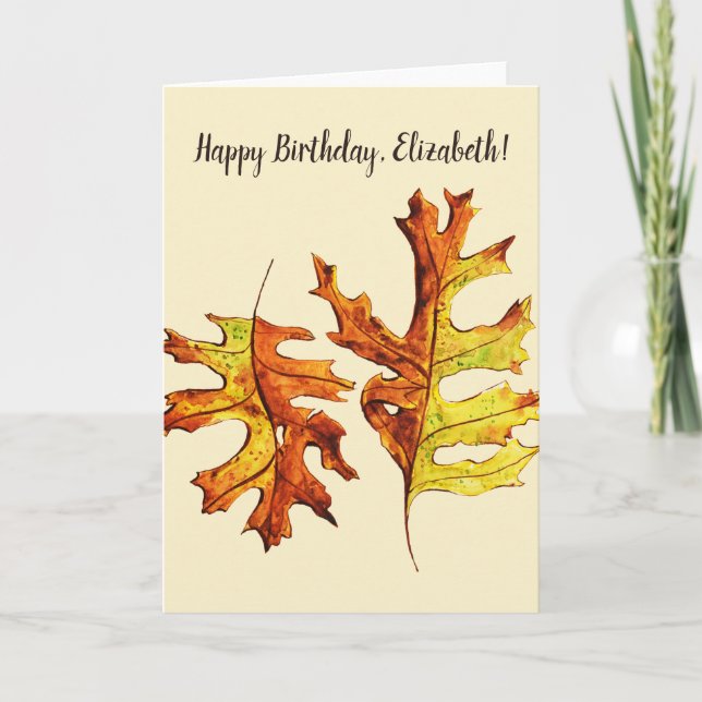Carte Automne Feuilles Belle Aquarelle Art (Devant)