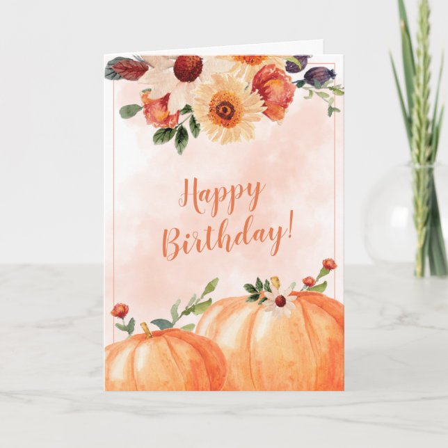 Carte Automne Floral Joyeux Anniversaire (Devant)