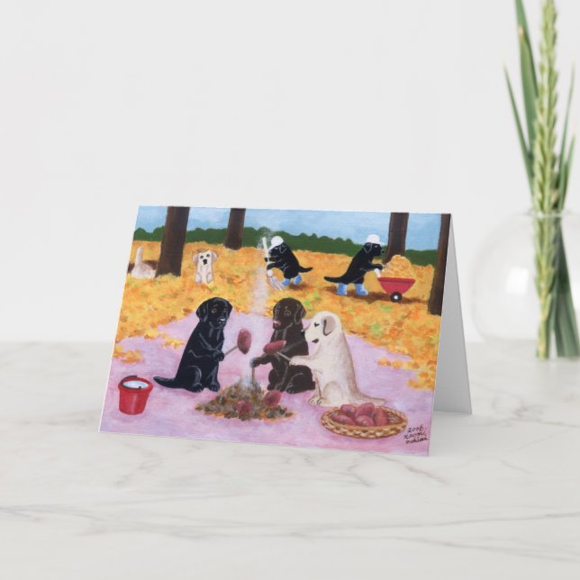 Carte Automne Fun Labradors (Devant)