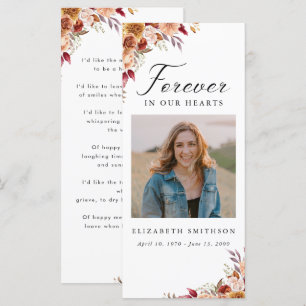 Carte Automne Funérailles pour toujours dans nos coeurs 