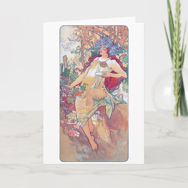 Carte Automne (Quatre Saisons), Alphonse Mucha (Devant)