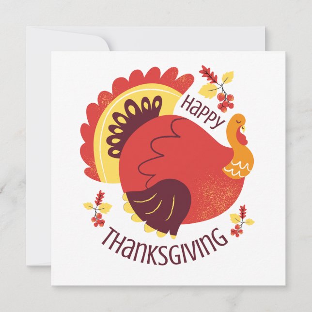Carte Automne Stylisé Assis Turquie Bon thanksgiving (Devant)