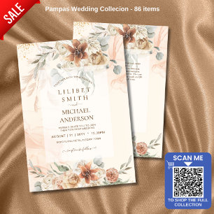 Carte Automne Terracotta Floral Pampas MARIAGE