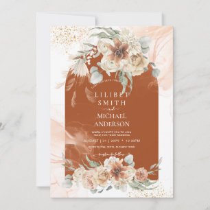 Carte Automne Terracotta Floral Pampas MARIAGE