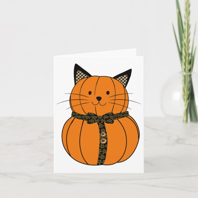 Carte Automne Thanksgiving Cutest Citrouille Chat Face W (Devant)