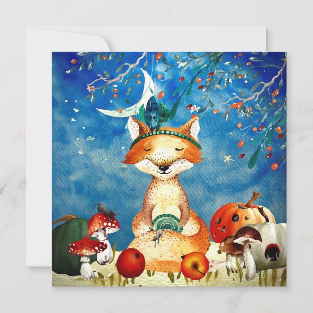 Carte Automne Woodland Friends Fox Forest Illustration (Devant)