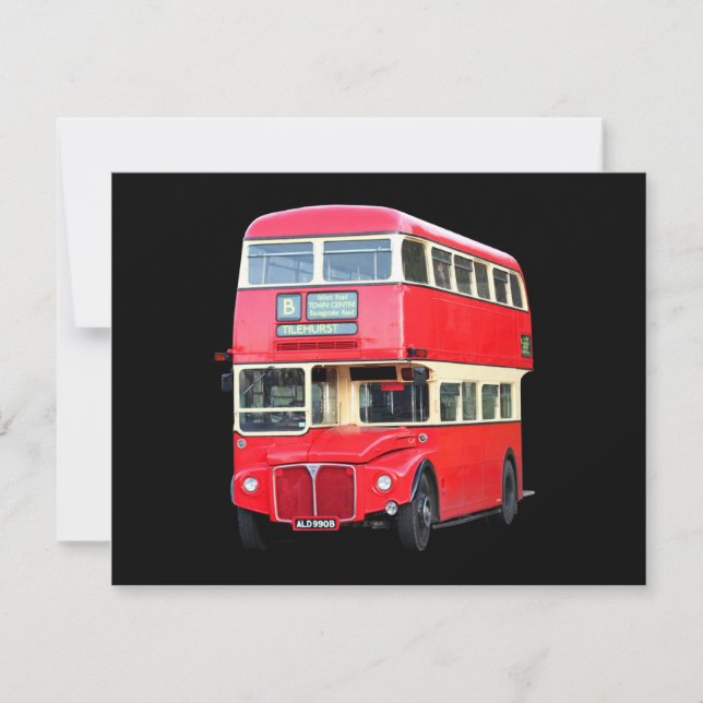 Carte Autour de 1950, vieux bus rouge de Londres (Devant)