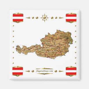 Carte Autriche + Magnet des drapeaux