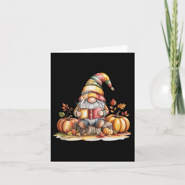 Carte Autumn Gnome Reading Book With Pumpkins Fall Tank  (Devant)