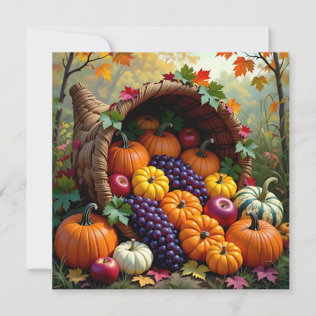 Carte Autumn Harvest and Blessings Cornucopia  (Devant)