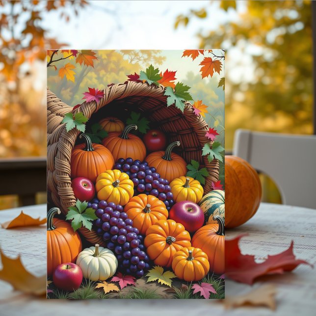 Carte Autumn Harvest and Blessings Cornucopia  (Créateur téléchargé)