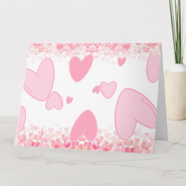 CARTE AUX COEURS ROSES (Devant)