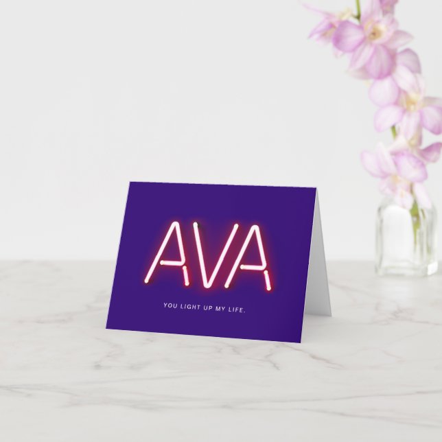 Carte Ava vous allumez mes néons de vie (Orchidée)