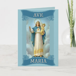 Carte AVE MARIA VIRGIN MARY CHRIST ENFANT Rosary