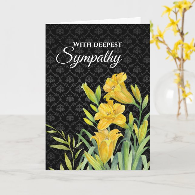 Carte Avec Aquarelle Sympathy Jaune Lys Jaune (Fleur jaune)