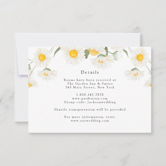 Carte avec détails de fleurs de marguerite rustiqu (Devant)