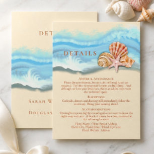 Carte avec détails de vague océanique bleue romant