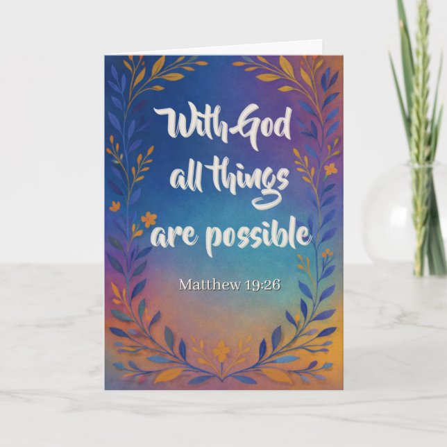 Carte Avec Dieu Toutes Choses Sont Possibles Coutume Chr (Devant)
