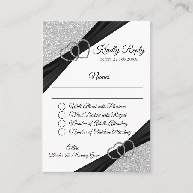 Carte avec enveloppe à paillettes argentées (Devant)