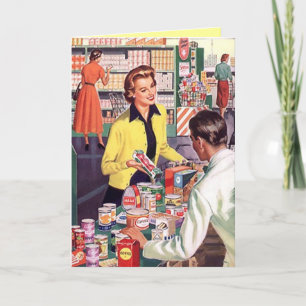 Carte avec Happy Lady à l'épicerie de départ