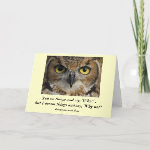 Carte avec la citation - yeux de hiboux