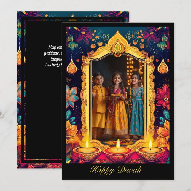 Carte Avec la photo Diwali Night Glow (Devant / Derrière)