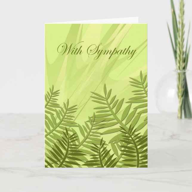 Carte Avec la sympathie, fougères aux nuances du vert (Devant)