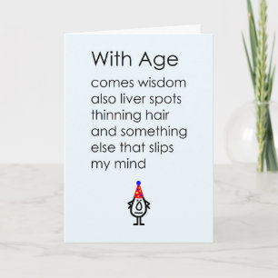 Carte Avec L'Âge Un Poème D'Anniversaire Drôle