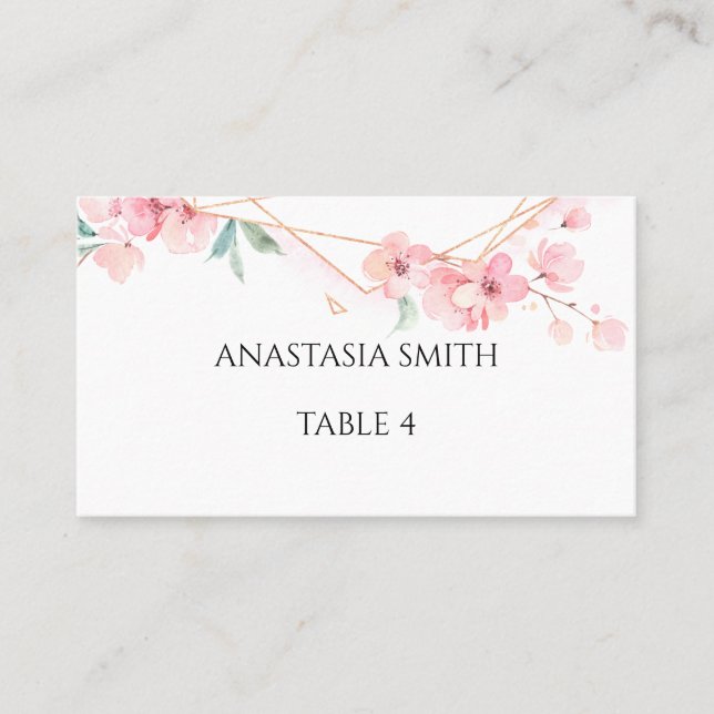 Carte avec le nom et le numéro de la table. (Devant)