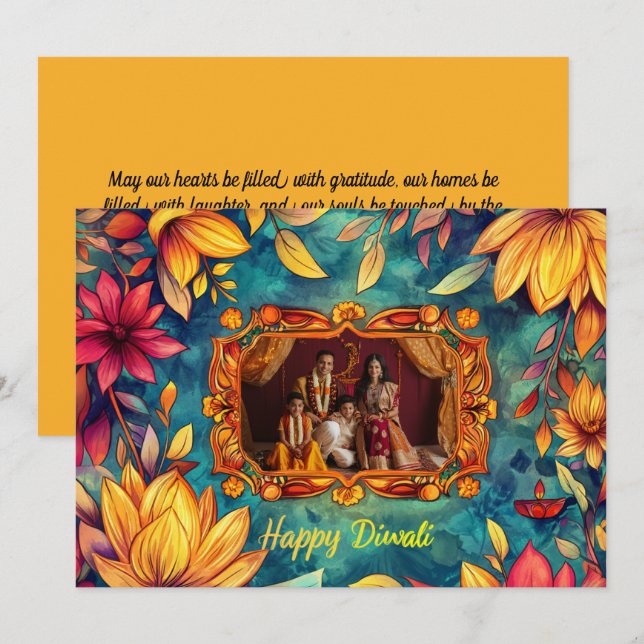 Carte Avec Photo Happy Diwali (Devant / Derrière)