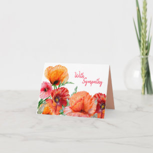 Carte Avec Sympathie, Aquarelle Fleurs De Pavot