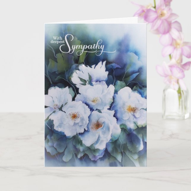Carte Avec Sympathie Blue Floral Condoléances (Orchidée)