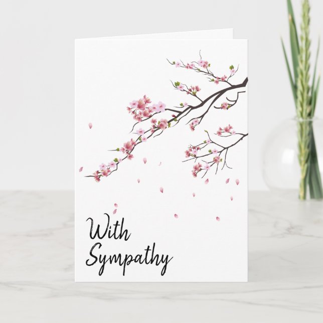 Carte "Avec Sympathie" Fleur de cerisiers (Devant)