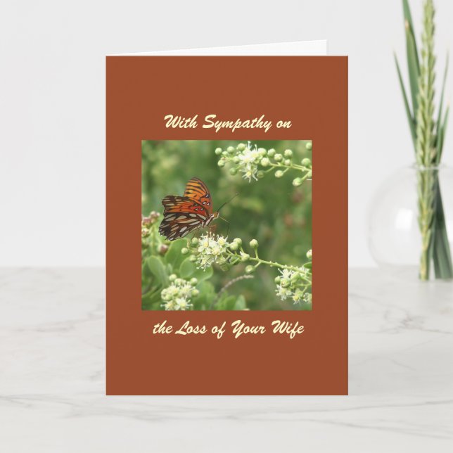 Carte Avec sympathie, perte de femme, papillon orange (Devant)
