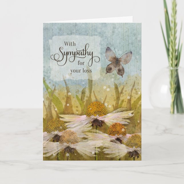 Carte Avec sympathie pour votre perte Fleurs Messy (Devant)