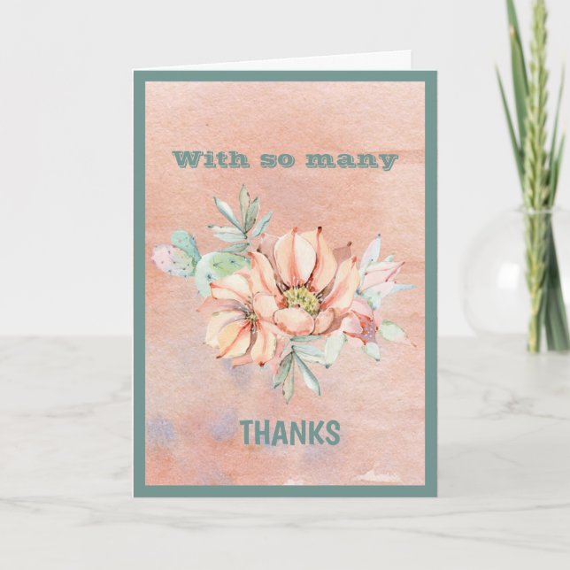Carte Avec tant de Merci Watercolor Cactus (Devant)