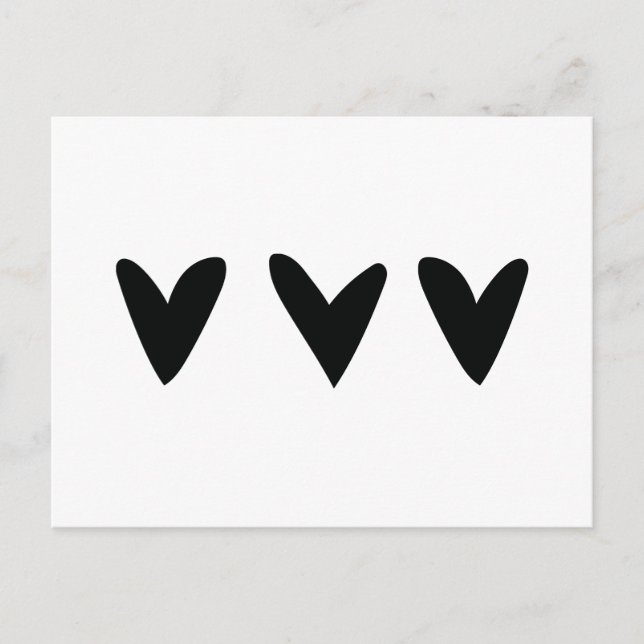 Carte avec trois coeurs noirs mignons (Devant)