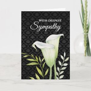 Carte Avec une profonde Sympathie Blanc Calla Lys Vert F