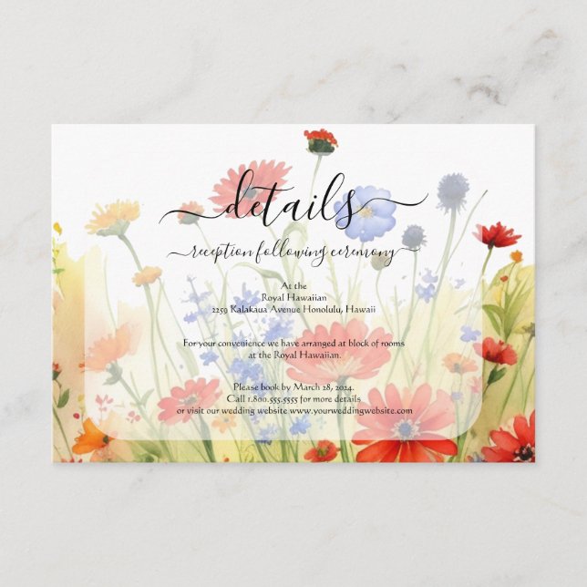 Carte avec vue sur les fleurs sauvages de la prair (Devant)