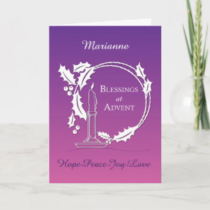 Carte Avent to Friend Blessures Wreath Candle Purple