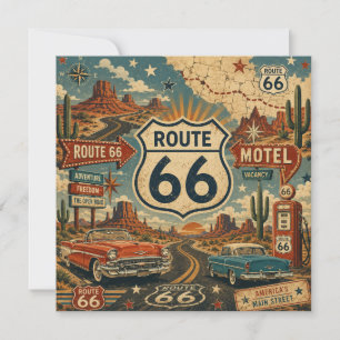Carte Aventure artistique sur la route 66, ancienne auto