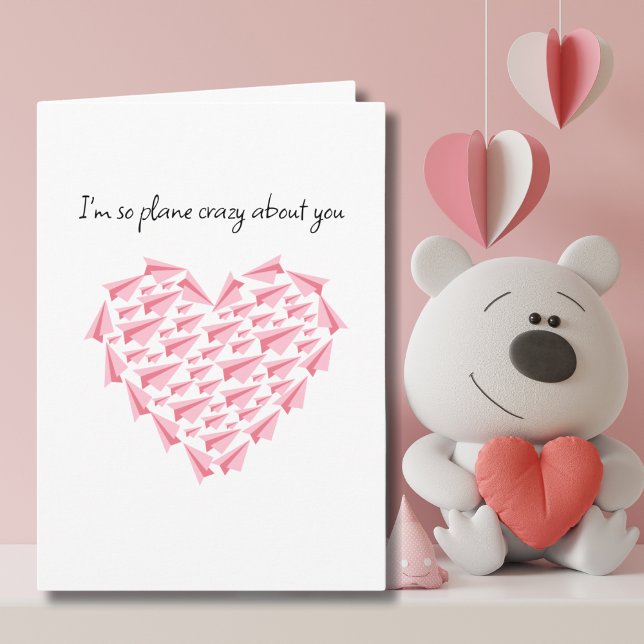 Carte Avion fou de toi, Coeur d'avion en papier mignon (Créateur téléchargé)