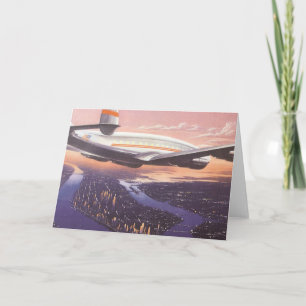 Carte Avion vintage au-dessus de Hudson River, New York
