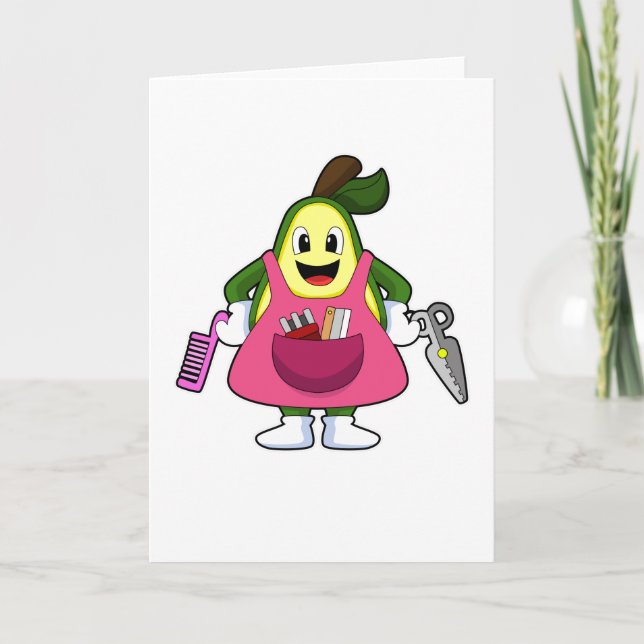 Carte Avocado en coiffeur avec ciseaux et comb (Devant)