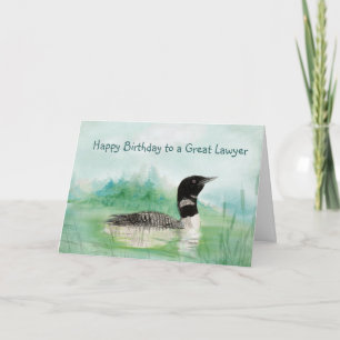 Carte Avocat Anniversaire Loon Oiseau Nature Art