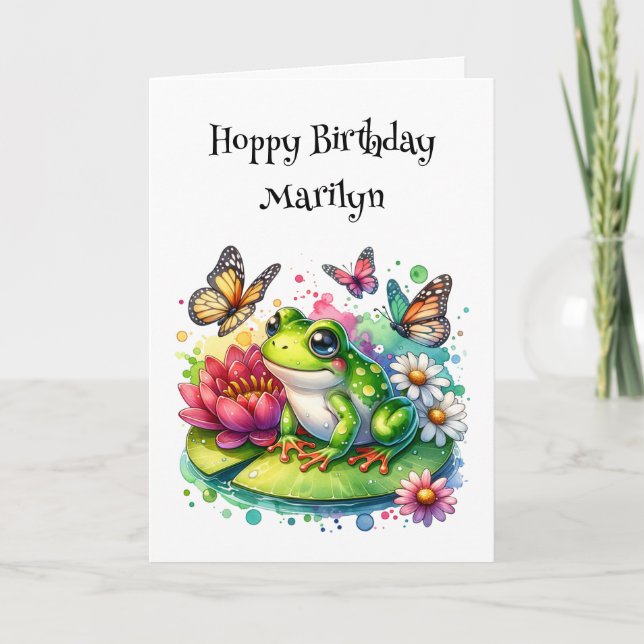 Carte Avoir un Anniversaire de la grenouille plus la pag (Devant)