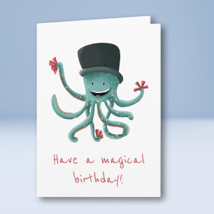Carte Avoir un anniversaire magique Octopus Magicien Ann