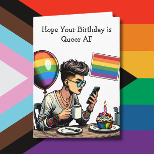 Carte Avoir un anniversaire Queer AF   Page Coloriage in