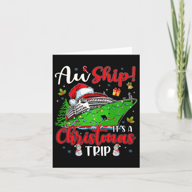 Carte Aw Ship C'est un voyage de Noël Cute Cruise Famill (Devant)